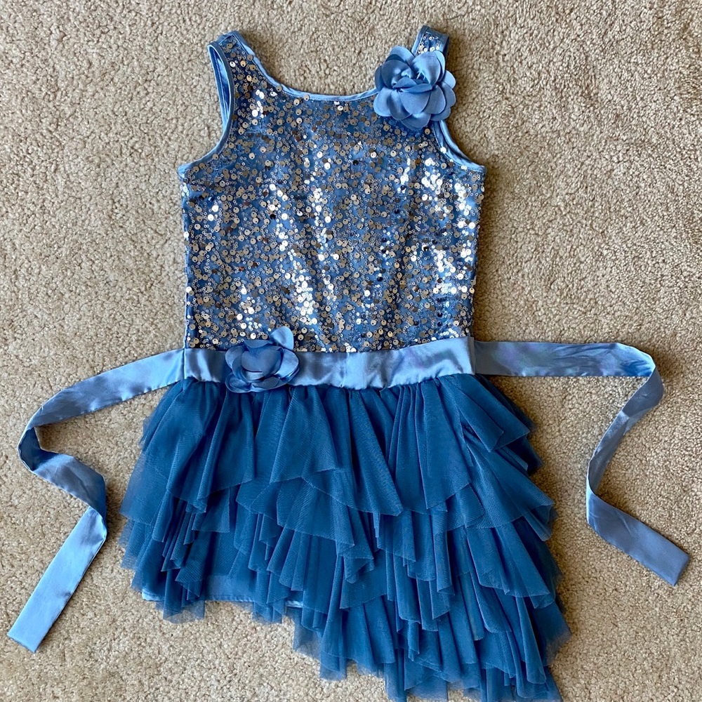 Sequined Dress with Diagonal Hemline
